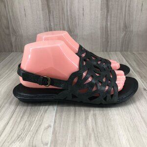 Born Sandals Womens 8 Black Leather Buckle Strap Comfort Shoes